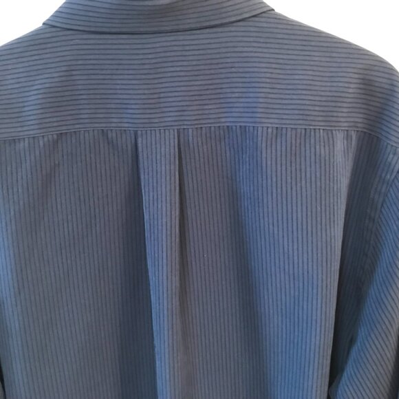 Croft & Barrow Soft Button-Down Shirt: Long Sleeves Navy Black Pinstripe, XL - Picture 4 of 9